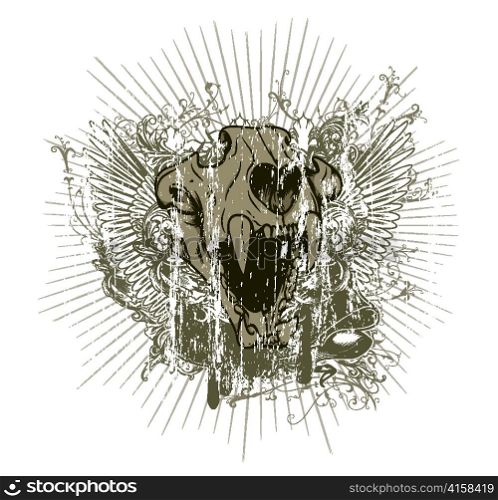 vintage tshirt design with skull