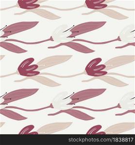Vintage tulip seamless pattern on white background. Nature wallpaper. For fabric design, textile print, wrapping, cover. Retro vector illustration.. Vintage tulip seamless pattern on white background.