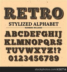 Vintage typography vector font. Decorative retro alphabet. Old western style letters and numbers. Illustration of alphabet typography, vintage calligraphy letters and numbers. Vintage typography vector font. Decorative retro alphabet. Old western style letters and numbers