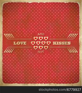 Vintage Valentine&rsquo;s Day card with polka dots and tiny hearts
