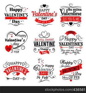 Vintage valentines day vector banners for love greeting card. Retro valentine logo set. Vintage valentines day vector banners for love greeting card