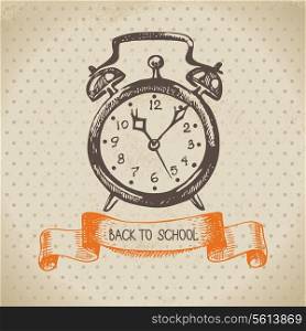 Vintage vector background with hand drawn back to school illustration &#xA;
