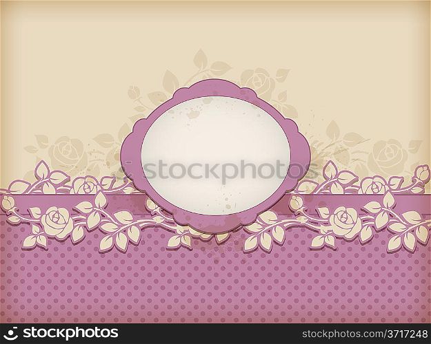 Vintage vector background with label and roses