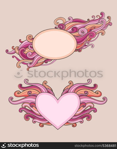 Vintage vector banners for Valentine&rsquo;s Day with curls