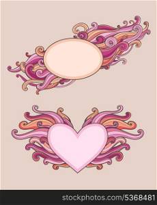 Vintage vector banners for Valentine&rsquo;s Day with curls