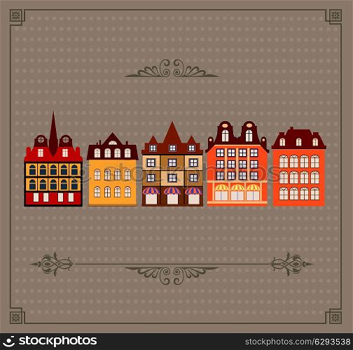 Vintage vector house on a brown background