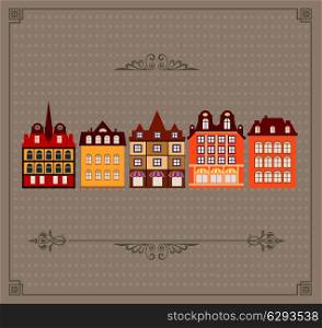 Vintage vector house on a brown background