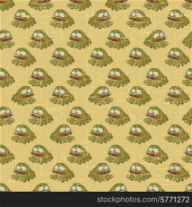 Vintage vector seamless pattern with cartoon frogs.. Vintage vector seamless pattern with cartoon frogs
