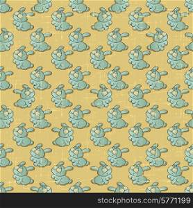 Vintage vector seamless pattern with cartoon rabbits.. Vintage vector seamless pattern with cartoon rabbits