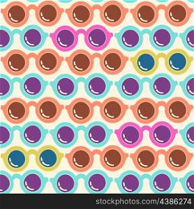 vintage vector seamless pattern with colored sunglasses