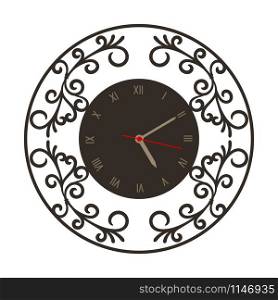 Vintage wall clock isolated on white background, vector illustration. Vintage wall clock