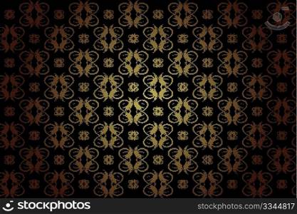 Vintage Wallpaper - Golden Ornaments on Black Background