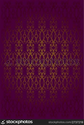 Vintage Wallpaper - Golden Ornaments on Purple Background