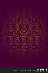 Vintage Wallpaper - Golden Ornaments on Purple Background