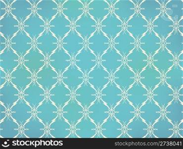 Vintage Wallpaper - Light Ornaments on Turquoise Blue Background