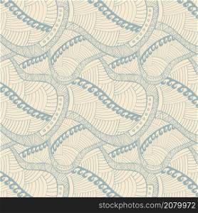 Vintage wave line and curl Hand-drawn abstract colorful vector pattern