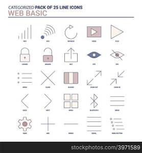 Vintage Web Basic Icon set - 25 Flat Line icon set