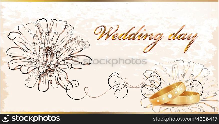 Vintage wedding card. File contains clipping mask.