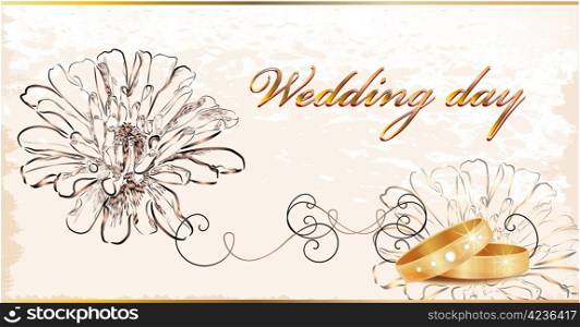Vintage wedding card. File contains clipping mask.
