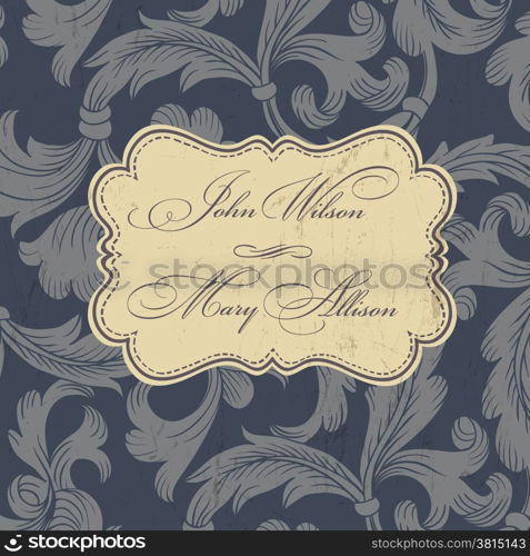 Vintage wedding invitation card. Vector