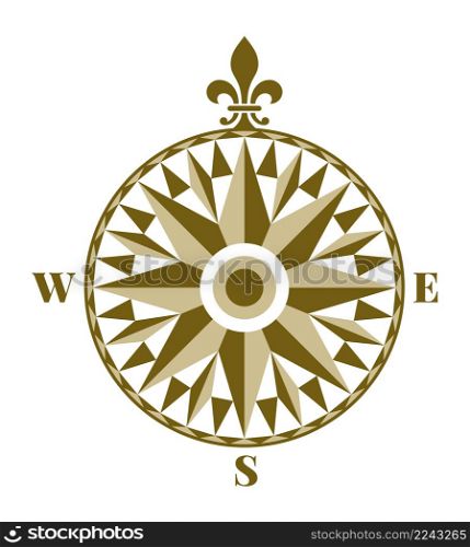 Vintage wind rose. Compass star in retro decorative style isolated on white background. Vintage wind rose. Compass star in retro decorative style