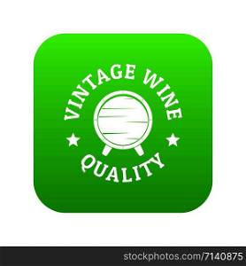 Vintage wine icon green vector isolated on white background. Vintage wine icon green vector