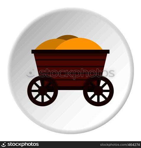Vintage wooden cart icon in flat circle isolated vector illustration for web. Vintage wooden cart icon circle