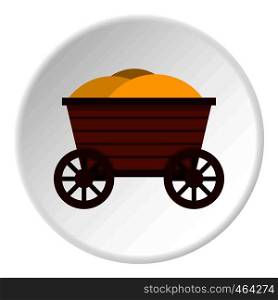 Vintage wooden cart icon in flat circle isolated vector illustration for web. Vintage wooden cart icon circle