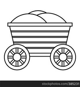 Vintage wooden cart icon. Outline illustration of wooden cart vector icon for web design. Vintage wooden cart icon, outline style