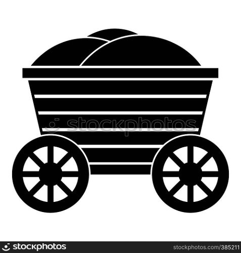 Vintage wooden cart icon. Simple illustration of wooden cart vector icon for web design. Vintage wooden cart icon, simple style