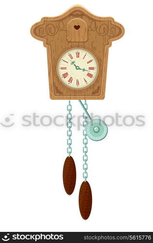 vintage wooden Cuckoo Clock - object isolated on white background