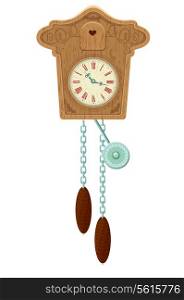 vintage wooden Cuckoo Clock - object isolated on white background