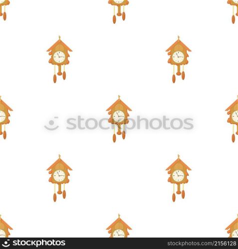 Vintage wooden cuckoo clock pattern seamless background texture repeat wallpaper geometric vector. Vintage wooden cuckoo clock pattern seamless vector