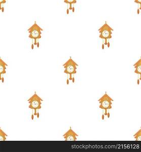 Vintage wooden cuckoo clock pattern seamless background texture repeat wallpaper geometric vector. Vintage wooden cuckoo clock pattern seamless vector