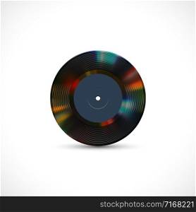 Vinyl disc 7 inch EP record with colorful grooves