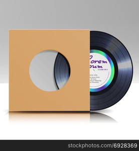 Vinyl Disc In A Case. Blank Isolated White Background. Realistic Empty Template Of A Music Record Plate With Classic Blank Cover Envelope. Rerto Mock Up Plate For DJ Scratch. Vector Illustration.. Vinyl Disc. Blank Isolated White Background. Realistic Empty Template Of A Music Record Plate With Blank Cover Envelope. Vector
