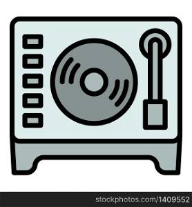 Vinyl disc player icon. Outline vinyl disc player vector icon for web design isolated on white background. Vinyl disc player icon, outline style
