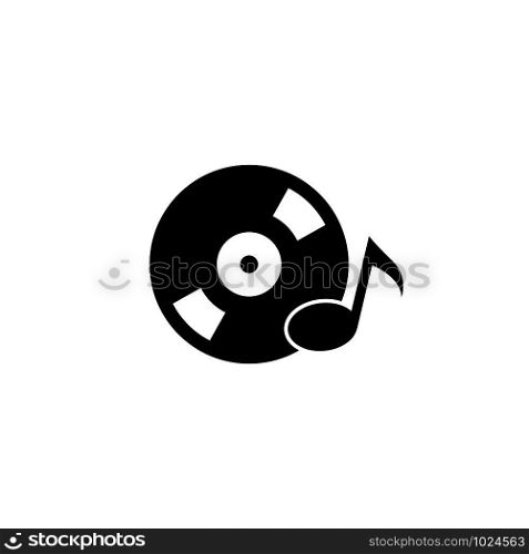 Vinyl disk record music logo vector icon illustration design