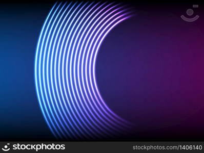 Vinyl grooves as neon lines background. 80s vapor wave style for dj mix cover