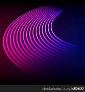 Vinyl grooves as neon lines background. 80s vapor wave style for dj mix cover