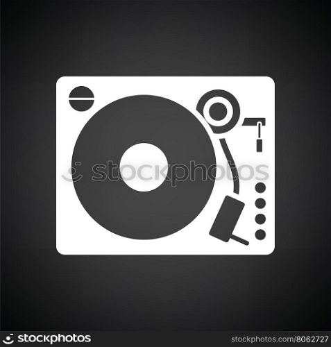 Vinyl player icon. Black background with white. Vector illustration.