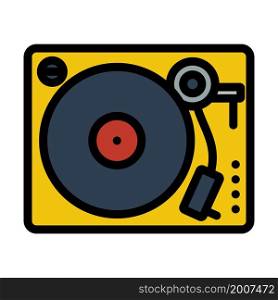 Vinyl Player Icon. Editable Bold Outline With Color Fill Design. Vector Illustration.