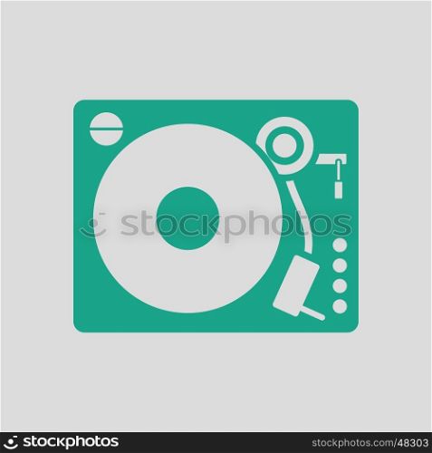 Vinyl player icon. Gray background with green. Vector illustration.