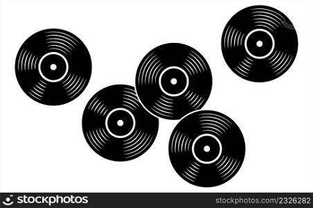 Vinyl Record Icon, Music Phonograph Disc Vector Art Illustration