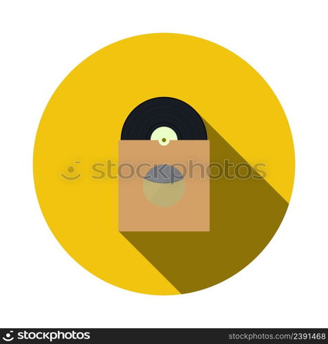 Vinyl Record In Envelope Icon. Editable Bold Outline With Color Fill Design. Vector Illustration.