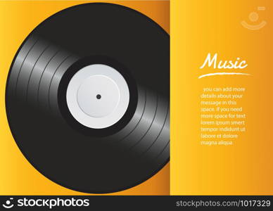 vinyl record with yellow cover mockup background vector