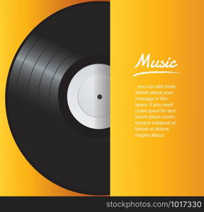 vinyl record with yellow cover mockup background vector