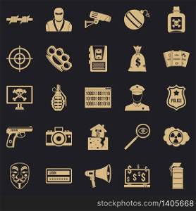 Violation icons set. Simple set of 25 violation vector icons for web for any design. Violation icons set, simple style