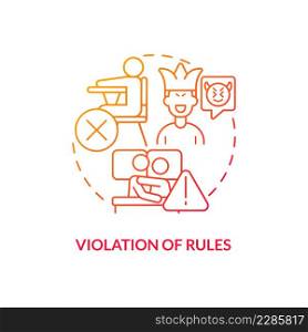 Violation of rules red gradient concept icon. Groups of behaviors. Mental issue. Conduct disorder abstract idea thin line illustration. Isolated outline drawing. Myriad Pro-Bold fonts used. Violation of rules red gradient concept icon