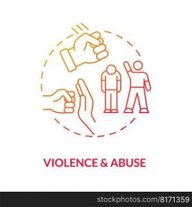 Violence and abuse red gradient concept icon. Expressing aggression. Social problem. Justice issue abstract idea thin line illustration. Isolated outline drawing. Myriad Pro-Bold font used. Violence and abuse red gradient concept icon